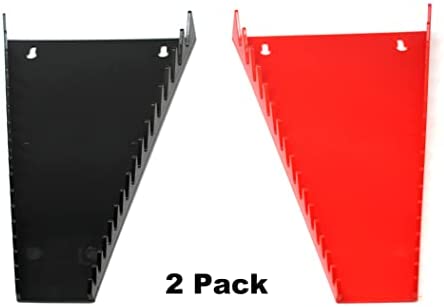 JSP Manufacturing Red & Black 16 Tool Standard Wrench Holder Wrench Organizer 2 Pack | Storage Rack Tray Tool Holder