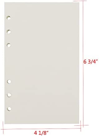 6-Ring A6 Binder/Planner Refill Paper, 6 Hole,6 3/4 x 4 1/8 Inches Refillable White Paper for Loose Leaf Binder Notebook Diary Traveler Journal Inserts, 80 Sheets/160 Pages,Blank