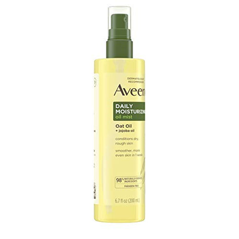 Aveeno Daily Moisturizing Dry Body Oil Mist with Oat and Jojoba Oil for Dry, Rough Sensitive Skin, Nourishing & Hypoallergenic Body Spray, Paraben-, Silicone- & Phthalate-Free, 6.7 fl. Oz