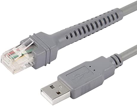 SinLoon Symbol Ls2208 USB Cable, USB A to RJ45 Coiled Spiral Extension Cable, Symbol Barcode Scanner Ls2208ap Ls1203 Ls4208 Ls4278 Ds6707 Ds6708 USB Cable,(10ft,3M)