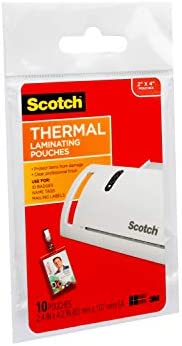 Scotch Thermal Laminating Pouches, 5 Mil Thick for Extra Protection, Professional Quality, 2.4 x 4.2-Inches, ID Badge without Clip, 100-Pouches (TP5852-100)
