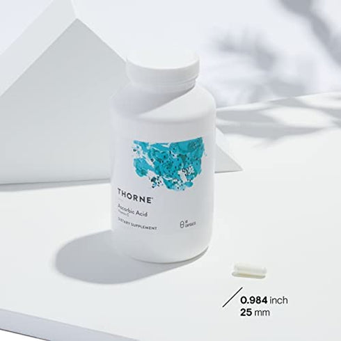 Thorne Ascorbic Acid - 1000 mg Vitamin C Supplement - Supports Healthy Immune Response, Collagen Formation, and Antioxidant Support - Gluten-Free - 60 Capsules