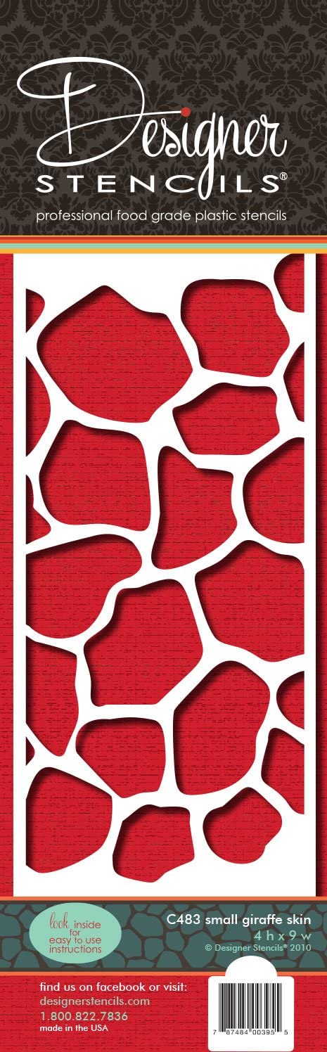 Designer Stencils Giraffe Skin Side Cake Stencil, 4-Inch, Beige/Semi-Transparent