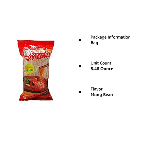 Glass Noodle Bean Vermicelli with Mung Bean 100% Wt 40g (1.41 Oz) X 6 Bags