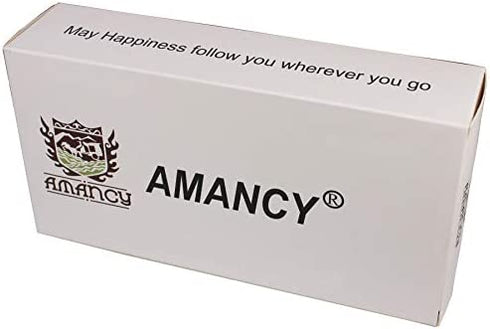 AMANCY Classic Black Leather 3 Fingers Cigar Case with Cedar Wood Lining ,Silver Stainless Steel Cutter Contained