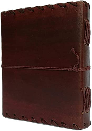 KK's leather journal Writing Notebook Vintage 7" & 6" inch Antique refillable paper notebooks Brown Leather White Plan Paper Notebooks Handmade Leather Bound Daily Notepad For Men Women (DARK BROWN)