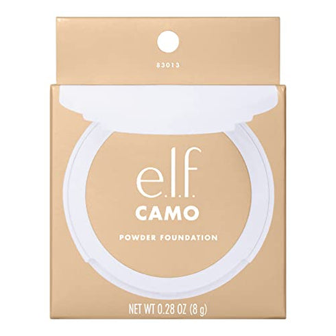 e.l.f. Camo Powder Foundation, Lightweight, Primer-Infused Buildable & Long-Lasting Medium-to-Full Coverage Foundation, Light 240 W