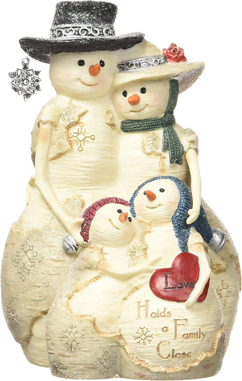 Pavilion Gift Company BirchHeart 5-Inch Tall Snowman Family, Reads Love Holds a Family Close