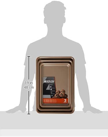 Anolon Gourmet Nonstick Bakeware Set with Nonstick Cookie Sheets / Baking Sheets - 3 Piece, Bronze Brown