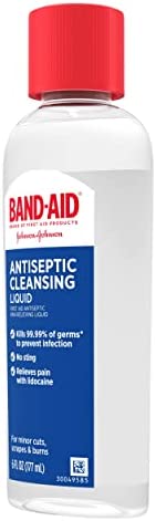 Band-Aid Brand Antiseptic Cleansing Liquid, First Aid Antiseptic Wash Relieves Pain & Kills Germs, with Benzalkonium Cl Wound Antiseptic & Lidocaine HCl Topical Analgesic, 6 fl. oz