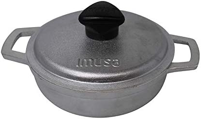 IMUSA USA 0.7Qt Traditional Colombian Mini Caldero (Dutch Oven) for Cooking and Serving, 0.7 Quart, Silver