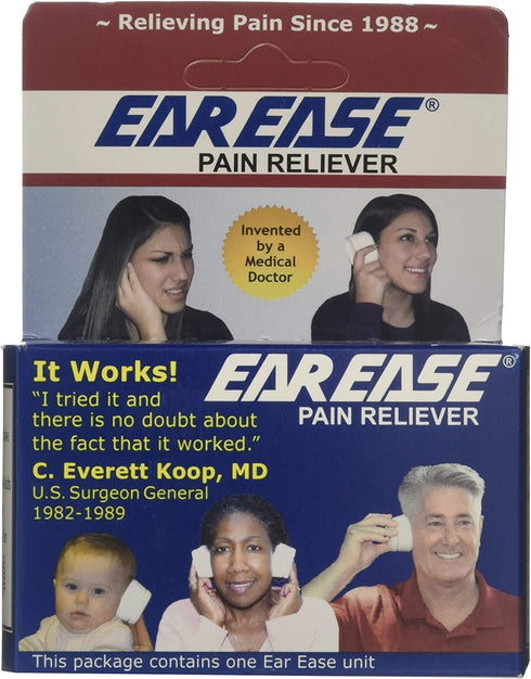 Ear Ease Pain Reliever for Adults, Children & Senior Citizens-Natural, Safe, Non-Invasive, Fast Acting & Effective Earache Relief from Sinus Pressure, Altitude Changes, Swimming, Allergies, Cold & Flu