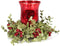Ganz Kissing Krystals Small Red Mecury Glass Hurrican Candle Holder and Mistletoe Set