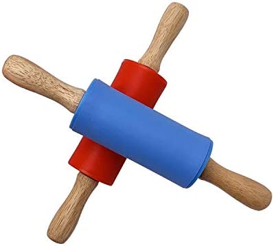 Small Rolling Pin for Kids Child, Wooden Handle Rolling Pin Non-Stick Silicone Rolling Pin, Rodillo de Cocina Rodillos Para Reposteria Fondant, Rodillos Para Masa.