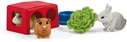 Schleich Farm World 14-piece Rabbit and Guinea Pig Hutch Toy Set with Animal Figures for Kids Ages 3-8, 5.7 x 19 x 11.5 cm