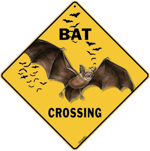 CROSSWALKS Bat Crossing 12" X 12" Aluminum Sign (X414)