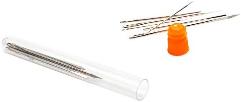 Hekisn Professional Large-Eye Leather Stitching Needle with 3 Different Sizes for Leather Projects with Storage Container (6 Pieces)