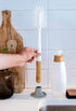 SOMA Long, Curved-Head Bottle Brush with Silicone Stand and Bamboo Handle, 14"", Gray"