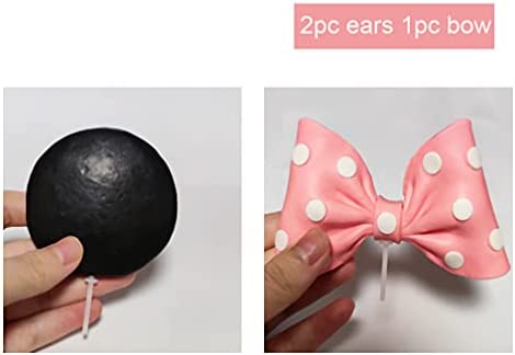 Minnie Mouse Cake Topper Bow and Ears for Birthday (Pink)