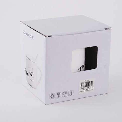 Gifts for Cat Lovers, White Ceramic Mug with Lid and Spoon, Microwavable Coffee Tea Cup with Kitty Decoration, 12 Ounces