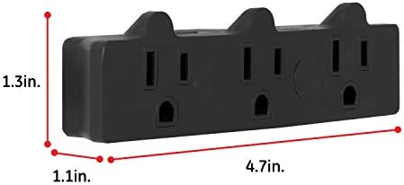 GE 3-Outlet Extender, Heavy Duty Power Splitter, Grounded, Wall Tap Adapter, 3-Prong, 1875 Watts, UL Listed, Black, 50911