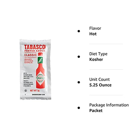 Tabasco Hot Sauce Packets - 3 gram (Pack of 50)