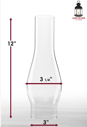 Light of Mine |3" x 12" Oil Lamp Globe Replacement Lamp | Oil Lamp Chimney | Hurricane Lamp Glass Replacement | Clear Smooth Top Chimney