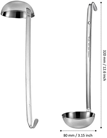meekoo 3 Pieces Stainless Steel Ladle Soup Handle Ladle with Pouring Rim for Kitchen Cooking Soup Sauce (4 oz)