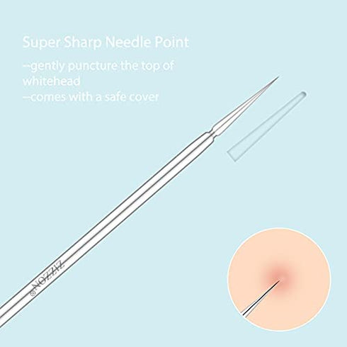 ZIZZON Titanium Lancet Needle Acne Blackhead Remover Pimple Extractor Popper Tool