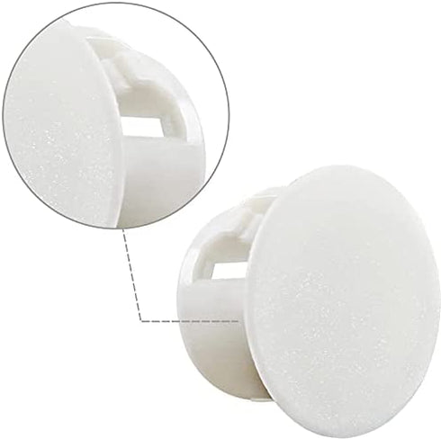 Murtenze 30 Pcs 13mm (1/2") White Hole Plugs, Plastic Flush Type Panel Plugs Fastener Cover, Round Plastic Snap in Locking Tubing Plug for Kitchen Cabinet Furniture