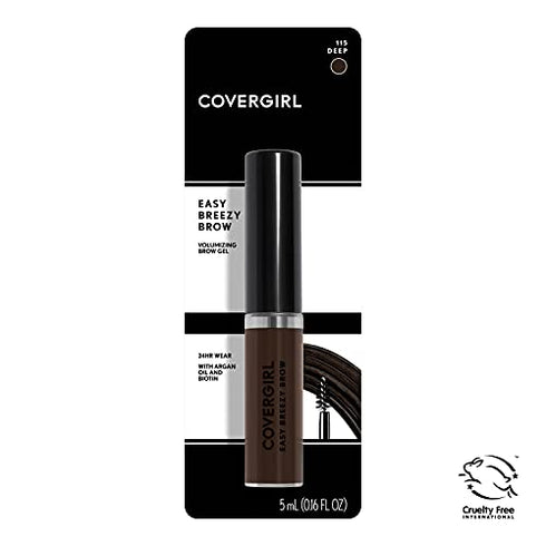 COVERGIRL Easy Breezy Volumizing Brow Gel, Deep, 0.16 Fl Oz (Pack of 1)