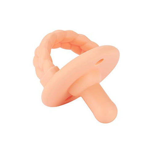 Itzy Ritzy Sweetie Soother Pacifier Set of 2 - Silicone Newborn Pacifiers with Collapsible Handle & Two Air Holes for Added Safety; Set of 2 in Apricot & Terracotta, Ages Newborn & Up