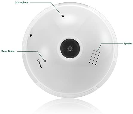 EVERSECU 360° Panoramic View 1080P WiFi IP Bulb Camera with FishEye Lens 360 Degree 3D VR Panoramic View Home Security CCTV Camera Wirelss Security Camera