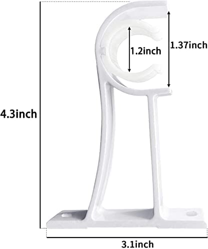 Curtain Rod Holders, Curtain Rod Bracket Set of 4 Rod Brackets White Heavy Duty Single Drapery Rod Holder With Screws, Curtain Holders Hooks For Wall Curtain Brackets For 1-1.2 Inch Curtain Rod