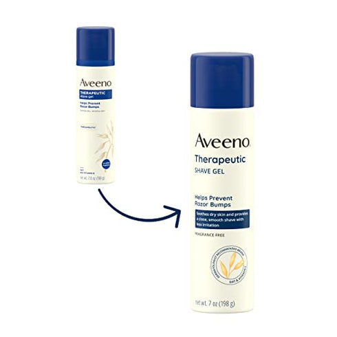 Aveeno Therapeutic Shave Gel with Oat and Vitamin E to Help Prevent Razor Bumps and Soothe Dry and Sensitive Skin, No Added Fragrances and Non-Comedogenic, 7 oz