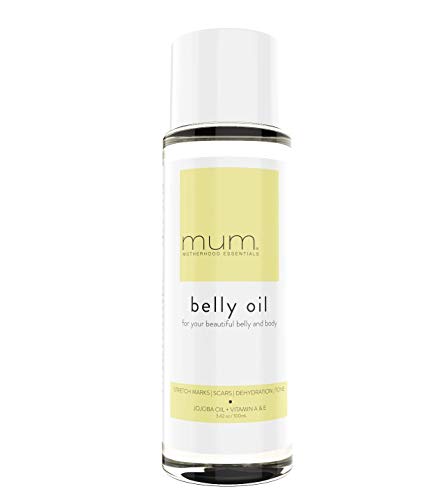 Mum. Motherhood Essentials® Organic Belly Oil (3.42 oz), Maternity Stretch Mark Oil, Prevent, Heal, & Remove Stretch Marks & Scars, Safe For Pregnancy, Dermatologist Recommended, Maternity Essential