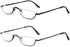 Viseng 2 Pairs Half Frame Reading Glasses for Women Men Slim Half Moon Lens Readers Metal Semi Rimless eyewear +3.0