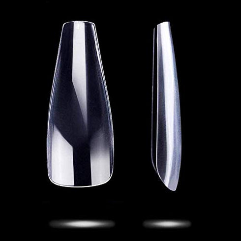 Care.D.N Clear Long Fake Nails Coffin for Girls, Full Cover Acrylic Ballerina Nails Tips, Press on Nails Long, Clear False Nails for Women with Case for Nail Salons and DIY Nail Art 500pcs 10 Sizes.?coffin nails)