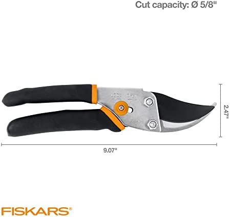 Fiskars Gardening Tools: Bypass Pruning Shears, Sharp Precision-ground Steel Blade, 5/8” Plant Clippers (91095935J)