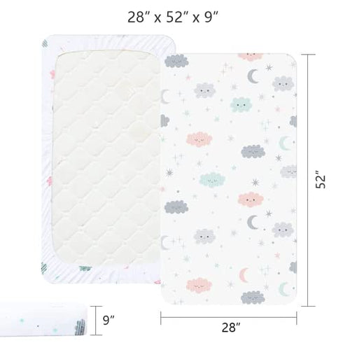 Yoofoss Fitted Crib Sheet Set 2 Pack Baby Sheets for Standard Crib Toddler Mattress Cover Soft Microfiber Breathable Mattress Cover for Boys and Girls 28x52x9in