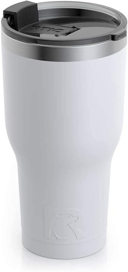 RTIC Tumbler with Splash Proof Lid, 30 oz, White, Insulated Travel Stainless Steel Coffee Mug, Sweat Proof, Keeps Hot & Cold Longer