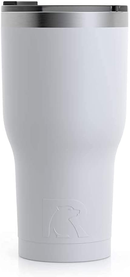 RTIC Tumbler with Splash Proof Lid, 30 oz, White, Insulated Travel Stainless Steel Coffee Mug, Sweat Proof, Keeps Hot & Cold Longer