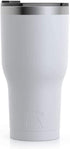 RTIC Tumbler with Splash Proof Lid, 30 oz, White, Insulated Travel Stainless Steel Coffee Mug, Sweat Proof, Keeps Hot & Cold Longer