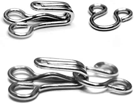 Bra Hooks,102 Set Hook and Eye Latch for Clothing,Strong Metal Bra Hooks Eyes Black and Silver, 3 Sizes