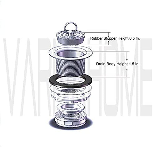 VARNAHOME Stainless Steel Bath Tub Drain Assembly W/Wash Tray Plug for Bathtub or RV Mobile Showers