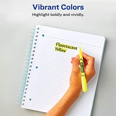 Avery Hi-Liter Pen-Style Highlighters, Smear Safe Ink, Chisel Tip, 12 Fluorescent Yellow Highlighters (23591)