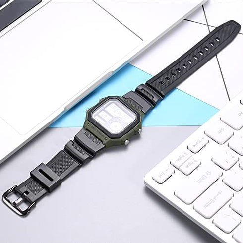 MCXGL Natural Resin Replacement Watch Band for Casio AE-1200 SGW-300H MRW-200H W-735H Waterproof Rubber Strap