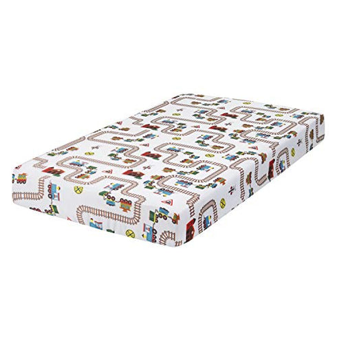 Baby Boy Fitted Crib Sheet Choo Choo Train, 100% Soft Breathable Microfiber Baby Sheet, Fits Standard Size Crib Mattress 28in x 52in, Nursery Sheet
