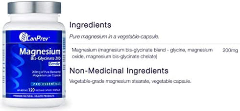 CanPrev Magnesium Bis-Glycinate 200, Veggie Capsules (120 Count)