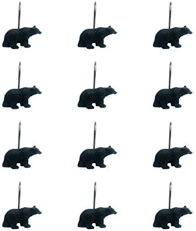 Black Bear Lodge Shower Curtain Hooks Set of 12 Black Bear Lodge Shower Curtain Rins Set of 12